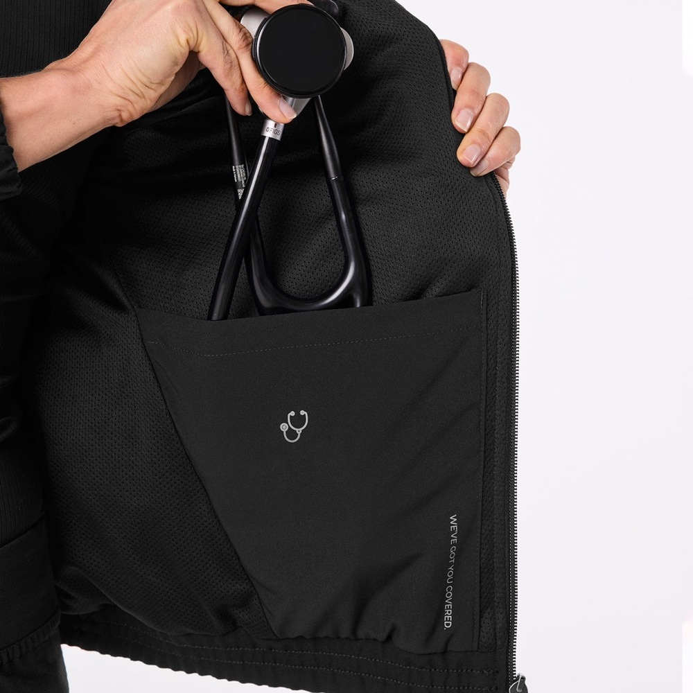 SOLD Like New FIGS Women's Sydney Scrub Jacket Black Five Pockets - Retail $100 - Picture 10 of 14
